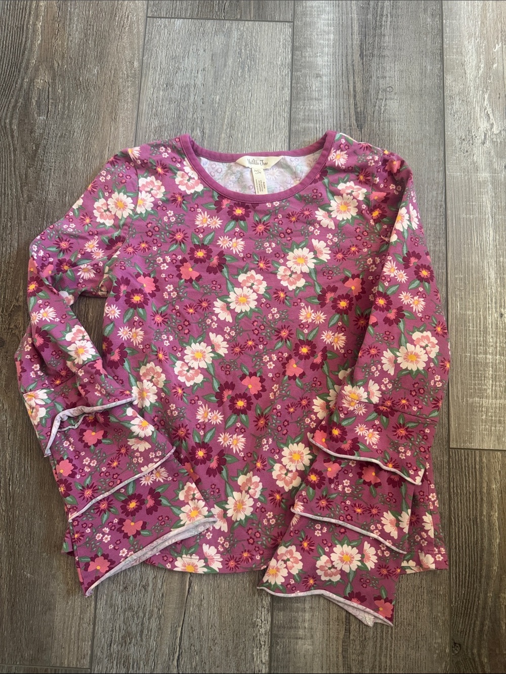 Matilda Jane Purple Floral Ruffle-Sleeve Long Sleeve Tee